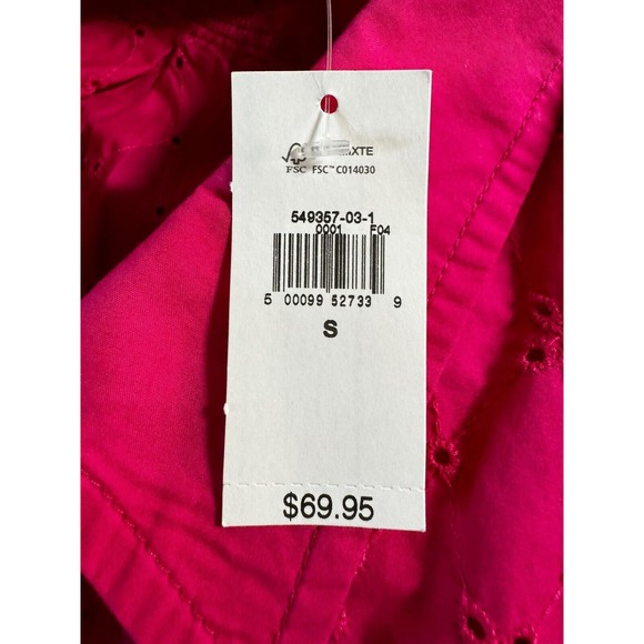 Gap Eyelet Embroidered Fushia Pink Long Sleeve Oversized Button Up Blouse Top S - Picture 5 of 7